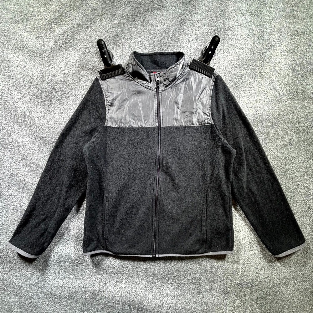 Pony Fleece Jacket Women's L Black Gray Colorblock Full Zip Warm Hiking Outdoor